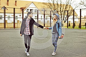 Beautiful stylish couple walking together