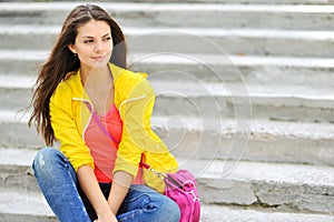 Beautiful stylish fashion girl outdoor portrait