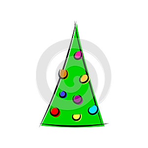 Beautiful stylized vector Christmas tree with xmas decoration