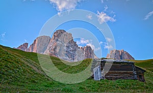 Sassolungo group, Dolomites, Val di Fassa, Trentino Alto Adige, Italy photo