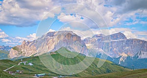 View of Sella group mountains, Dolomites, Italy