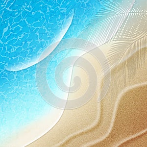 Beautiful summer beach background. Top view. Vector