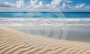 Beautiful Summer Beach Landscape Digital Background, Holiday Card Wall Art Banner Website Design Photography - ai generated