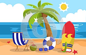 Beautiful Summer Beach Sea Nature Exotic Vacation Illustration 01