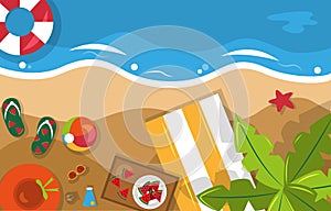 Beautiful Summer Beach Sea Nature Vacation Top View Background Illustration 04