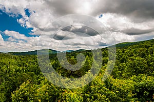 Beautiful summer clouds over the Appalachian Mountains in Shenandoah National Park