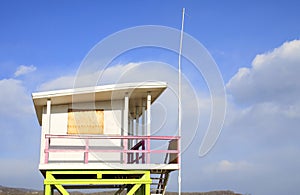 Beautiful summer house on the beach in winter