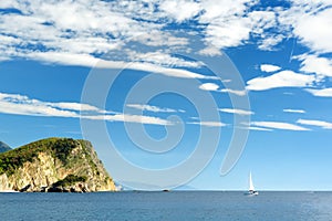 Beautiful summer landscape of the bay of the Budva Riviera on the Adriatic coast, Montenegro