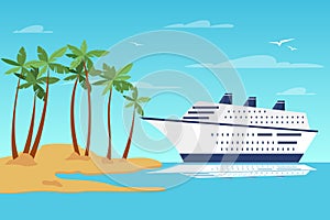 Beautiful summer landscape with a cruise ship