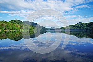 Beautiful summer landscape of Firiza Lake in Maramures County. Romania, Europe.