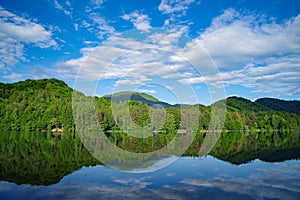 Beautiful summer landscape of Firiza Lake in Maramures County. Romania, Europe.