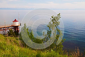 Beautiful summer landscape of Lake Baikal. Listvyanka Village