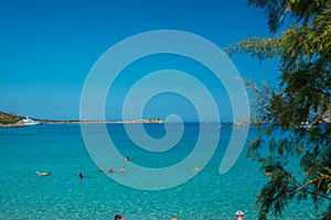 Beautiful Summer Landscape mountains, blue sea, green trees. Greece, nature.Beautiful day, blue sky