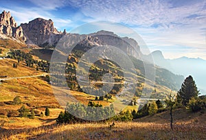 Beautiful summer landscape in the mountains. Sunrise - Italy alp