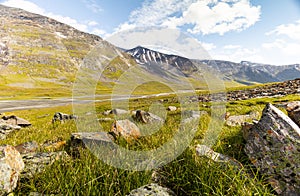 A beautiful summer landscape of Sarek National Park with river.