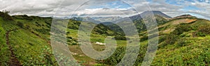 Beautiful summer panorama of Viluchinsky pass