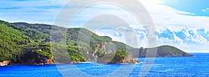 Beautiful summer panoramic seascape. View of the coastline into