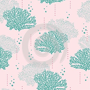 Beautiful Summer pastel hand drawn coral vector seamless pattern illustration  design for fashion ,fabric,wallpaper,web and all