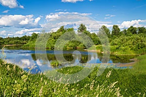 Beautiful summer rural landscape with a river