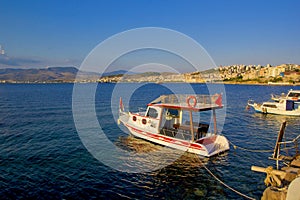 Boat on the sea in dikili izmir, Turkey in summer