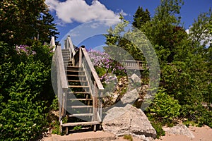 Beautiful Summer Scene with Old Stairs