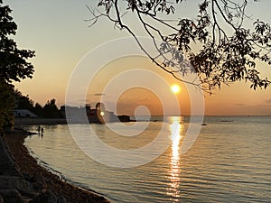 Beautiful summer sunset in the Baltic Sea Gulf of Finland