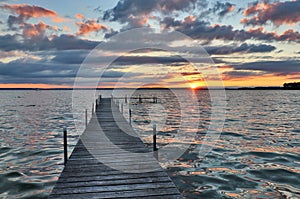 Beautiful summer sunset over the lake. photo