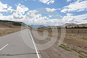 Beautiful summer view of Altai mountains. Summer in Altai Russia, road to Altai Mountains