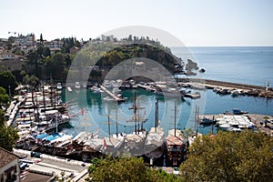 Beautiful summer view of Antalya harbor in Turkey