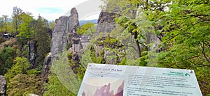 Beautiful summer view of Elbe river from Bastei view pont. Colorful morning scene of Saxon Switzerland national park