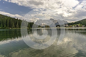 A beautiful summer view of Lake Misurina. Dolomites. Italy.