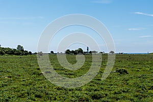 Beautiful summer view the south end of Ã–land with the lighthouse at the far end