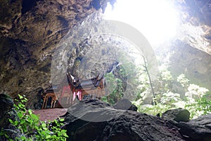 Beautiful sun light at the Phayanakhon caves, Thailand