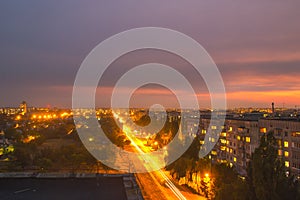 Beautiful sun rising sky with asphalt highways road in rural scene