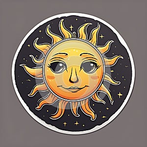 beautiful sun sticker badge
