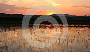 Beautiful sundown and a lake