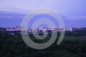 Beautiful Sunlit Storm Clouds Over City Ulyanovsk, Russia