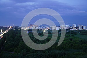 Beautiful Sunlit Storm Clouds Over City Ulyanovsk, Russia