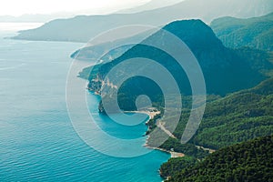 Beautiful sunny amazing aerial view of Turkish marine landscape