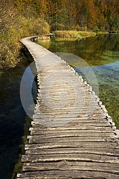 Beautiful sunny autumn day near Plitvice Lakes