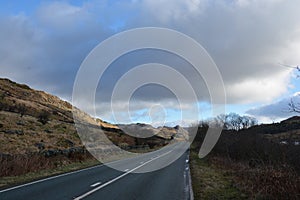 Sunny road Snowdonia North Wales