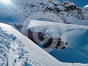 Beautiful sunny skitouring day in austrian alps