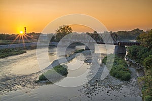 Beautiful sunrise above the river