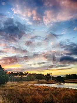 Beautiful sunrise with amazing colours in The Netherlands.