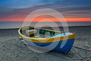 Beautiful sunrise on the beach of Baltic Sea in Sopot, Poland