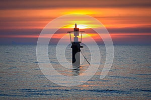 Beautiful sunrise on the beach of Baltic Sea in Sopot, Poland