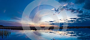 Beautiful sunrise and dramatic clouds on the sky.