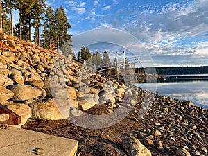 Beautiful sunrise on empty lake