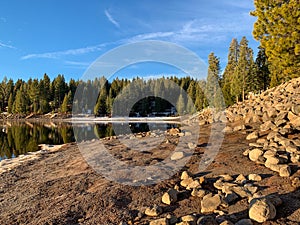 Beautiful sunrise on empty lake