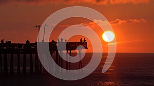 Beautiful sunrise by the fishing pier at Virginia Beach, U.S.A